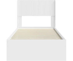 Lova Lovos rėmas su saugojimu ir nugara su stalčių Balta 75 x 190 cm