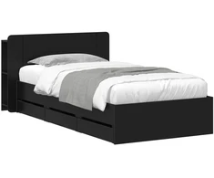Lova Lovos rėmas su saugojimu Juoda 100 x 200 cm Apdirbta mediena