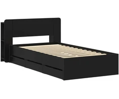 Lova Lovos rėmas su saugojimu Juoda 100 x 200 cm Apdirbta mediena