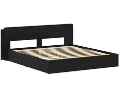 Lova Lovos rėmas su saugojimu Juoda 200 x 200 cm Apdirbta mediena