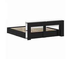 Lovos rėmas su saugojimu Juoda 200 x 200 cm Apdirbta mediena