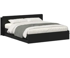 Lova Lovos rėmas su saugojimu Juoda 200 x 200 cm Apdirbta mediena