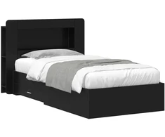 Lova Lovos rėmas su saugojimu Juoda 75 x 190 cm Apdirbta mediena