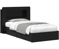 Lova Lovos rėmas su saugojimu Juoda 75 x 190 cm Apdirbta mediena