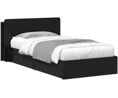 Lova Lovos rėmas su saugojimu Juoda 75 x 190 cm Apdirbta mediena