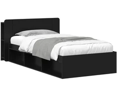 Lova Lovos rėmas su saugojimu Juoda 75 x 190 cm Apdirbta mediena