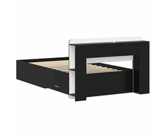 Lova Lovos rėmas su saugojimu Juoda 75 x 190 cm Apdirbta mediena