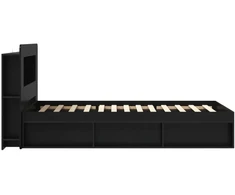 Lova Lovos rėmas su saugojimu Juoda 75 x 190 cm Apdirbta mediena