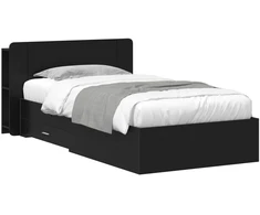 Lova Lovos rėmas su saugojimu Juoda 75 x 190 cm Apdirbta mediena