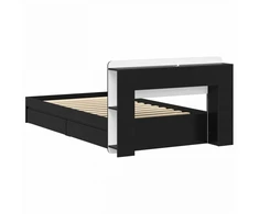 Lova Lovos rėmas su saugojimu Juoda 90 x 190 cm Apdirbta mediena