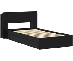 Lova Lovos rėmas su saugojimu Juoda 90 x 190 cm Apdirbta mediena