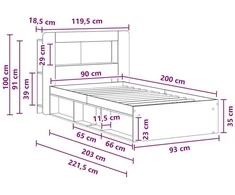 Lova Lovos rėmas su saugojimu Sendintos medienos 90 x 200 cm
