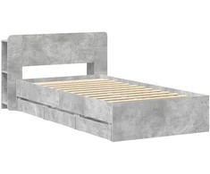 Lova Lovos rėmas su saugojimu su galvūgalio Betono pilka 75 x 190 cm