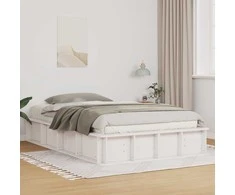 Lova Lovos rėmas Balta 135 x 190 cm Kietos pušies mediena