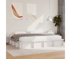 Lovos rėmas Balta 200 x 200 cm Kietos pušies mediena