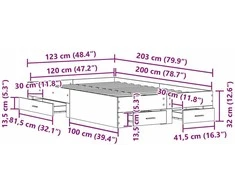 Lova Lovos rėmas Amatininkų ąžuolas 120 x 200 cm Apdirbta mediena
