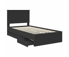 Lova Lovos rėmas su stalčių Juoda 100 x 200 cm Inžinerinė mediena