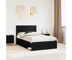 Lova Lovos rėmas Juoda 135 x 190 cm Kietos pušies mediena