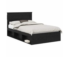 Lova Lovos rėmas Juoda 135 x 190 cm Kietos pušies mediena