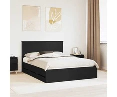 Lovos rėmas su stalčių Juoda 150 x 200 cm Inžinerinė mediena
