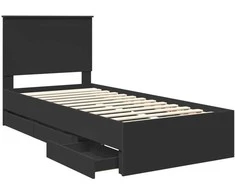 Lova Lovos rėmas su stalčių Juoda 90 x 200 cm Inžinerinė mediena