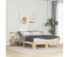 Lova Lovos rėmas Ruda 150 x 200 cm Kietos pušies mediena