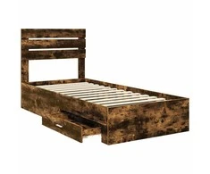 Lova Lovos rėmas su stalčių Rūkyto ąžuolo ir sidabro 75 x 190 cm