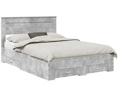 Lova Lovos rėmas Betono pilka 140 x 200 cm Apdirbta mediena