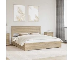 Lova Lovos rėmas Sonoma ąžuolas 200 x 200 cm Apdirbta mediena