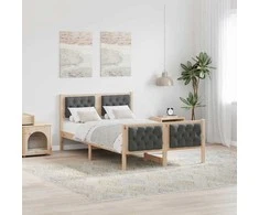 Lova Lovos rėmas Tamsiai pilka 135 x 190 cm Kietos pušies mediena