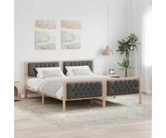 Lovos rėmas Tamsiai pilka 160 x 200 cm Kietos pušies mediena