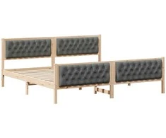 Lovos rėmas Tamsiai pilka 200 x 200 cm Kietos pušies mediena