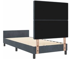 Kiemas lova su galvūgalio Tamsiai pilka 100 x 200 cm Aksomas