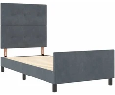 Kiemas lova su galvūgalio Tamsiai pilka 100 x 200 cm Aksomas
