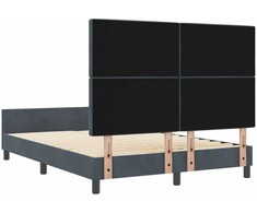 Kiemas lova su galvūgalio Tamsiai pilka 140 x 200 cm Aksomas