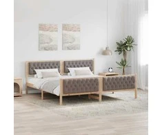 Lovos rėmas Taupe 200 x 200 cm Kietos pušies mediena
