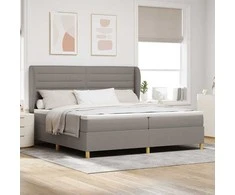 Kiemas lova su čiužiniu Taupe 200 x 200 cm audinys