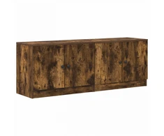 Lova Lovos spintelė su durimis 2 pcs Rūkytas Ąžuolas 66 x 35 x 48 cm