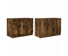Lova Lovos spintelė su durimis 2 pcs Rūkytas Ąžuolas 66 x 35 x 48 cm