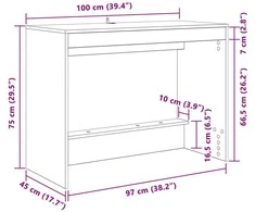 Lovos stalas Dūminio ąžuolo Apdirbta mediena 100 x 45 x 75 cm