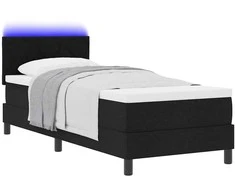 Kiemas lova su čiužiniu su LED Juoda 80 x 200 cm audinys
