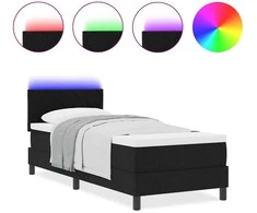 Kiemas lova su LED juostelėmis Juoda 80 x 200 cm audinys