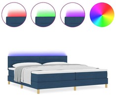 LED Čiužinio Lova su galvūgalio Mėlyna 200 x 200 cm audinys