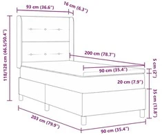 Kiemas lova su pagalve Šviesiai pilka 200 x 90 cm audinys