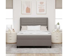Kiemas lova su čiužiniu Taupe 200 x 160 cm audinys