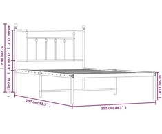 Lova Metalinis lovos rėmas su galvūgaliu, baltos spalvos, 107x203cm
