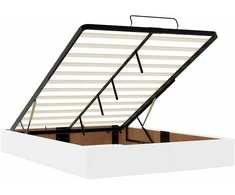 Osmanų lova su čiužiniais ir LED, 140x190cm, dirbtinė oda