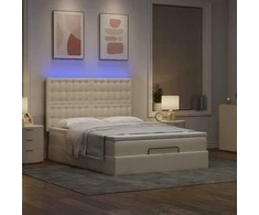 Osmanų lova su čiužiniu ir LED kreminiu 140x190cm audinys
