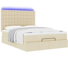 Osmanų lova su čiužiniu ir LED kreminiu 140x190cm audinys