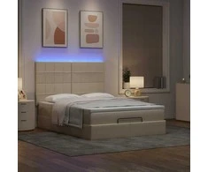 Osmanų lova su čiužiniu ir LED kreminiu 140x190cm audinys